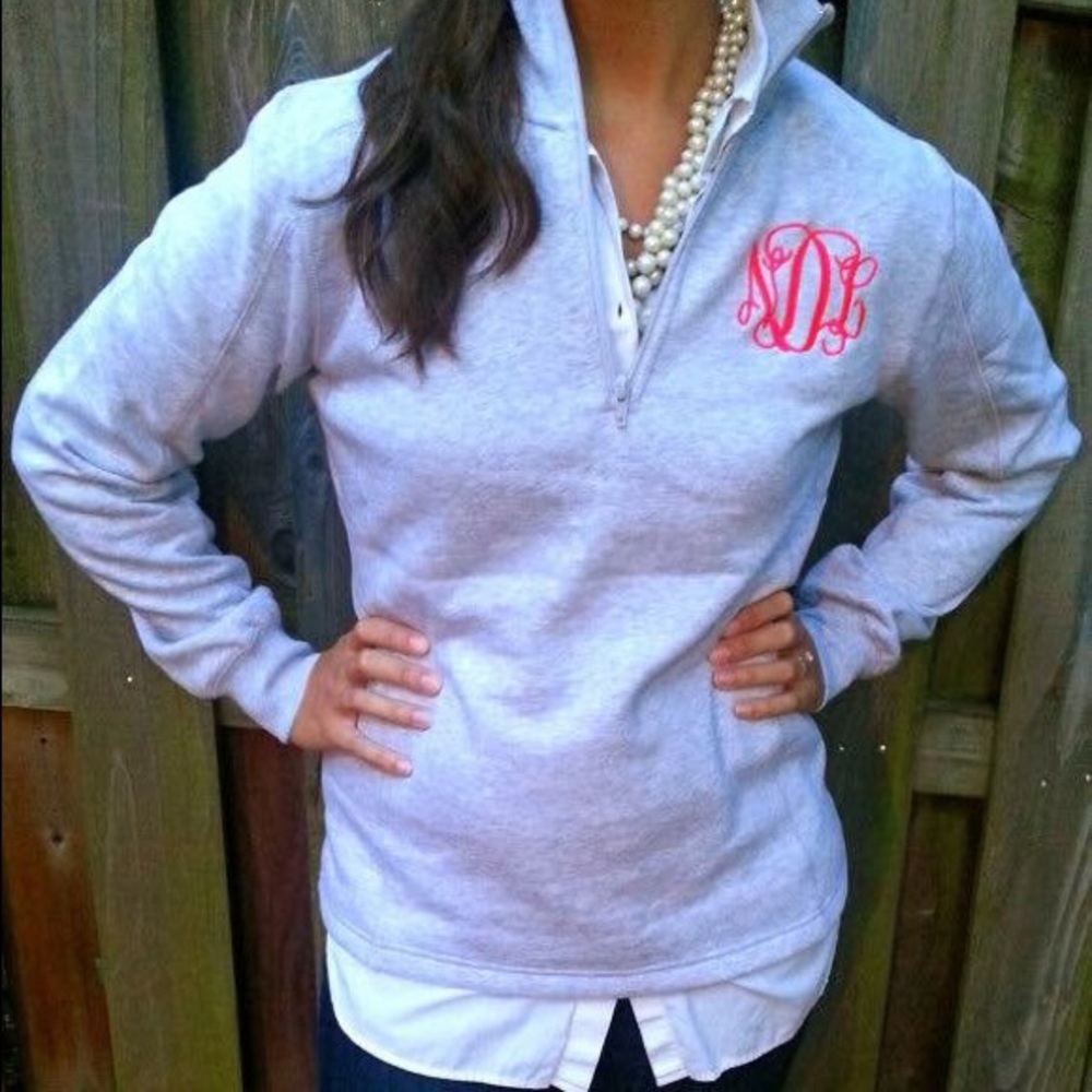 Monogram 3/4 zip sweatshirt